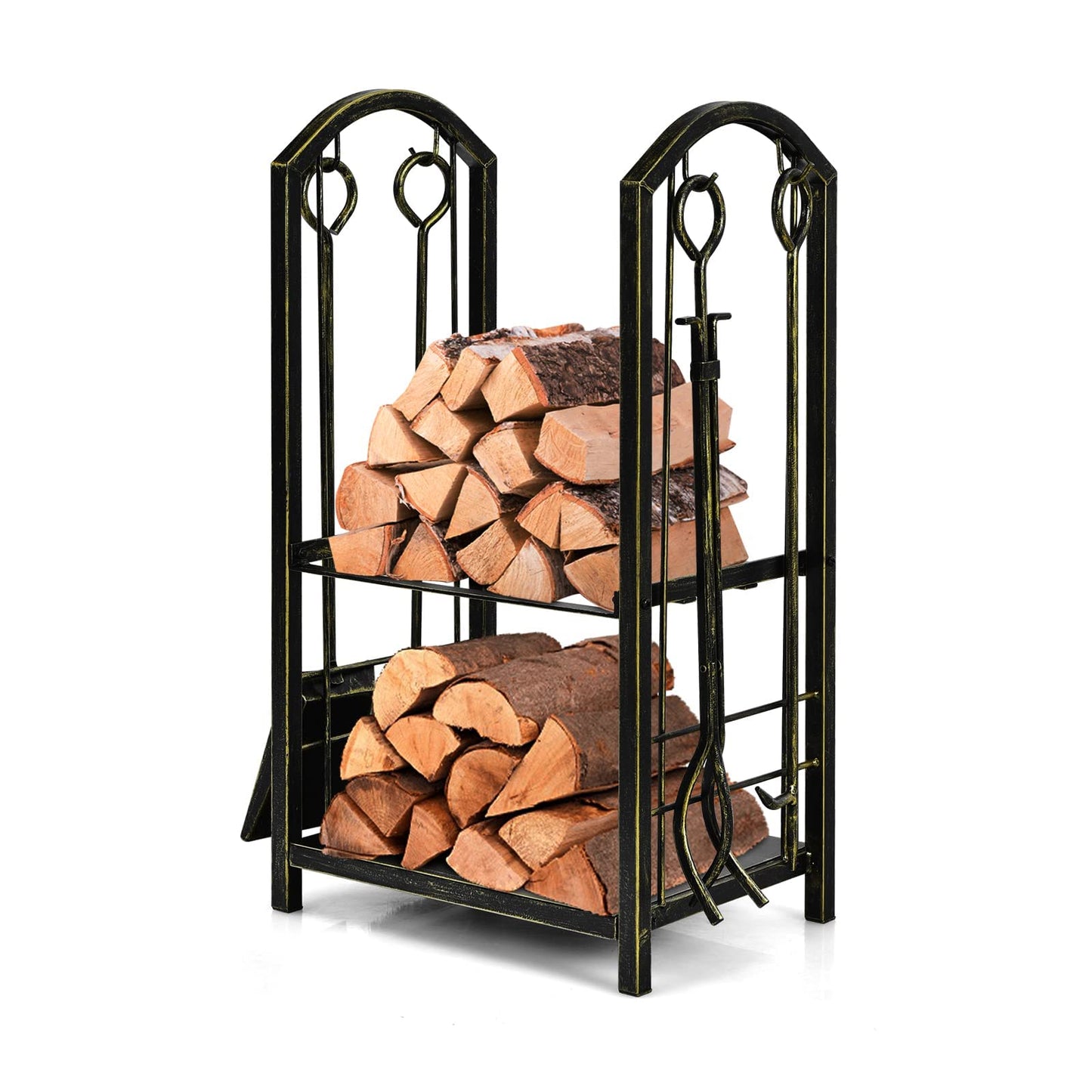 GiantexUK Metal Firewood Rack, Heavy Duty Fireplace Log Holder