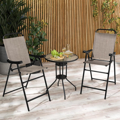 GiantexUK 2-Piece Patio Bar Chair Set with Metal Frame and Footrest