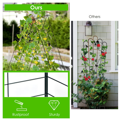 GiantexUK 2-Pack Garden Cucumber Trellis, 4x3FT A-Frame Plant Supports with Twist Tie, 8 Spiral Connectors