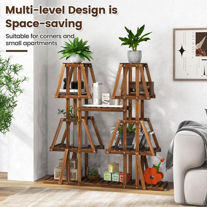 5-Tier Plant Stand, Wooden Flower Shelving Unit with Slatted Shelves