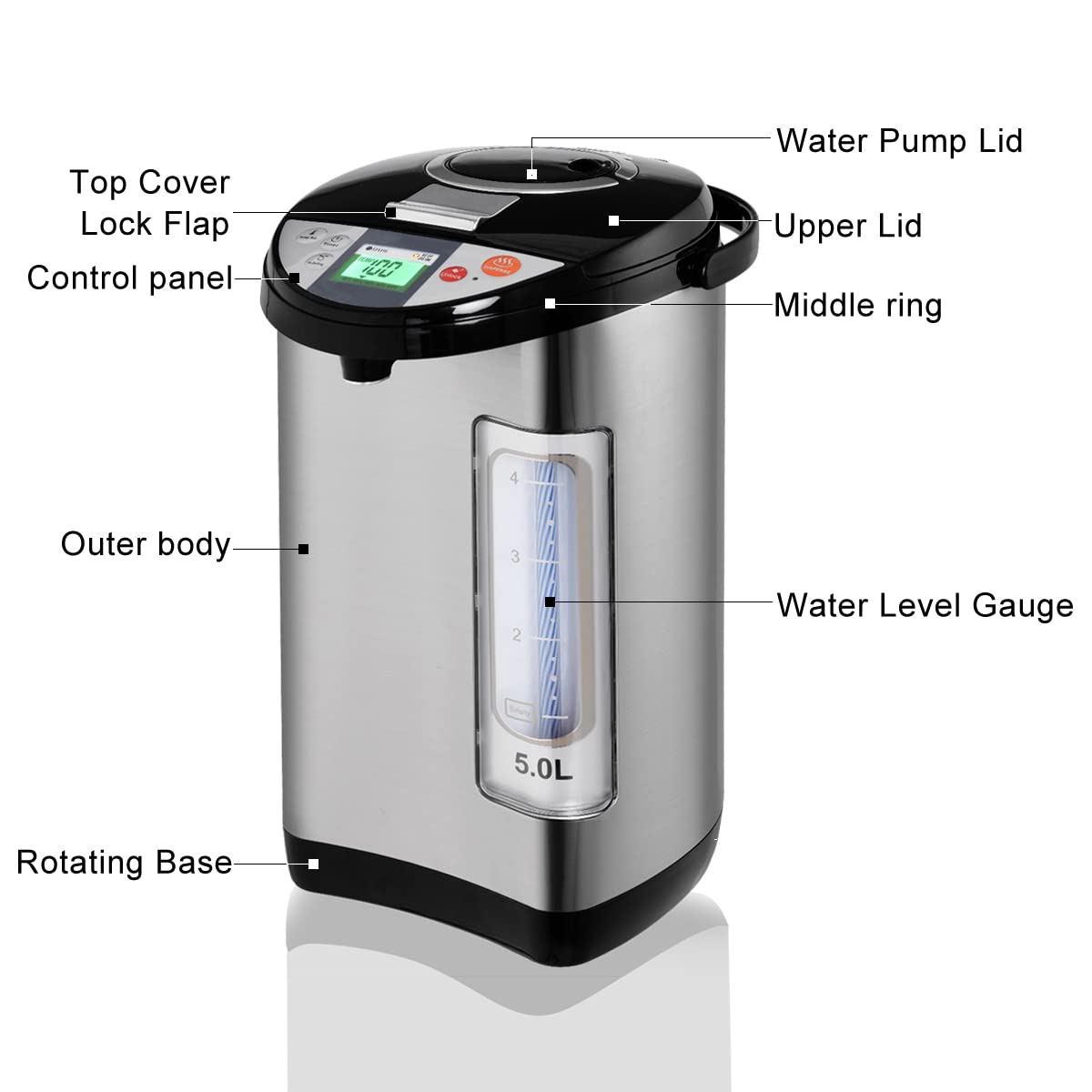 GiantexUK 5L Hot Water Dispenser, Stainless Steel Catering Urn with 24H Timer