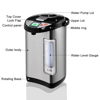 GiantexUK 5L Hot Water Dispenser, Stainless Steel Catering Urn with 24H Timer