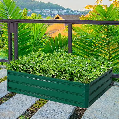 GiantexUK Raised Garden Bed, Galvanized Metal Rectangular Planter Box with Open Bottom