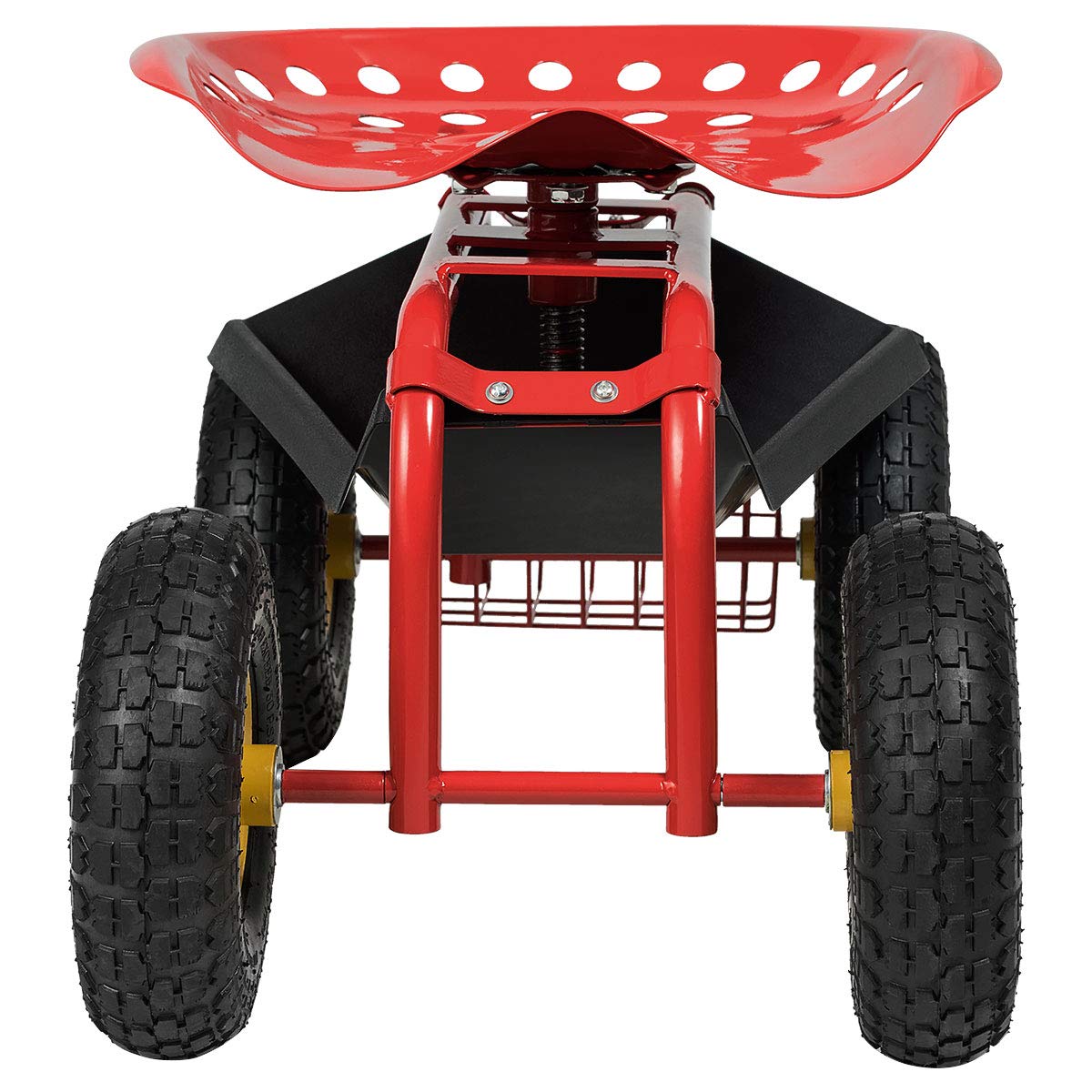 GiantexUK Adjustable Rolling Garden Cart, Outdoor Gardening Trolley Planting Station with Swivel Seat