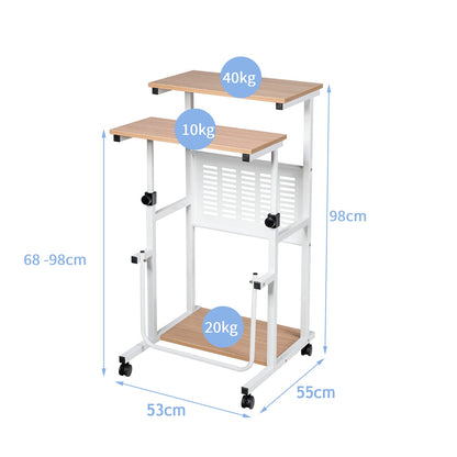 Computer Desk Height Adjustable, 2-In-1 Mobile Sit Stand Converter Lifting Desk with Wheels and Footrest