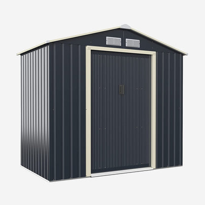 GiantexUK 7x4FT Metal Garden Shed, Outdoor Galvanized Storage House (7x4FT, 4 Vents)