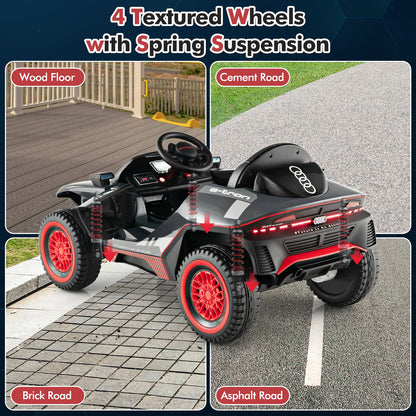 12V Kids Ride on Car, Licensed Audi Electric Vehicle with Remote Control, LED Lights, Music, Horn, USB/FM