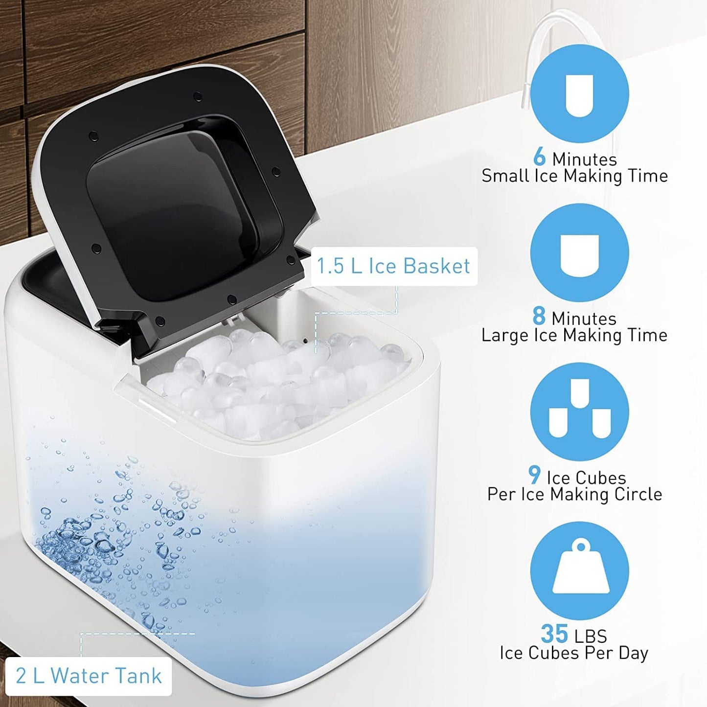 GiantexUK Ice Maker, 15kg/24H Countertop Ice Machine with Self-Cleaning Function