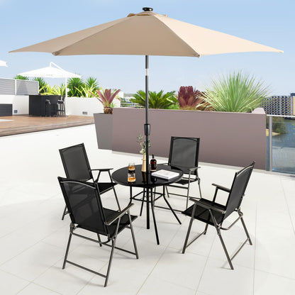 GiantexUK 86 cm Patio Dining Table with 3.5 cm Umbrella Hole