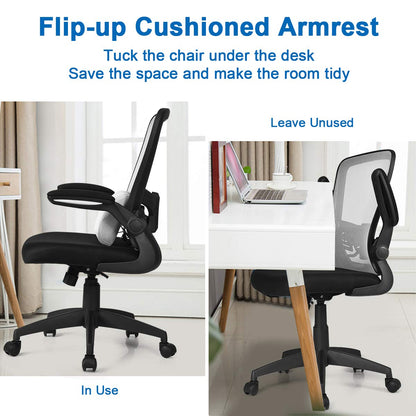 Mesh Office Chair, Mid/High Back Ergonomic Executive Task Chairs, Mesh Seat+Flip-up Armrests+Lumbar Support