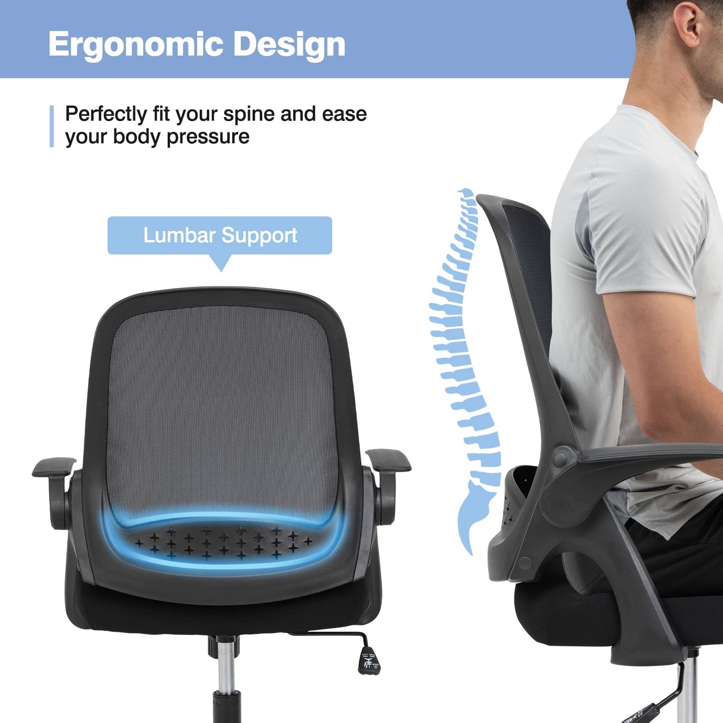 Mesh Office Chair, Height Adjustable Swivel Computer Desk Chair, Ergonomic Mid-Back