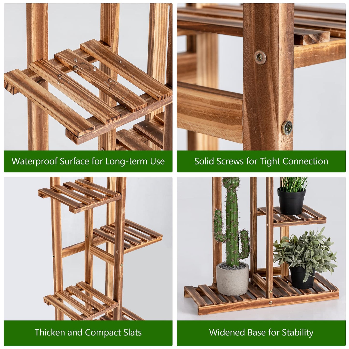 5-Tier Plant Stand, 6 Potted Flower Rack High Low Display Shelf (5 Tiers, without Fence)