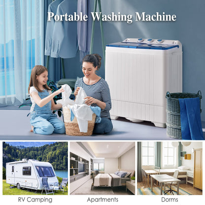 GiantexUK Twin Tub Washing Machine, 8.5KG Compact Washing Machine and Spin Dryer Combo with 3 Modes, Drainage & Timer