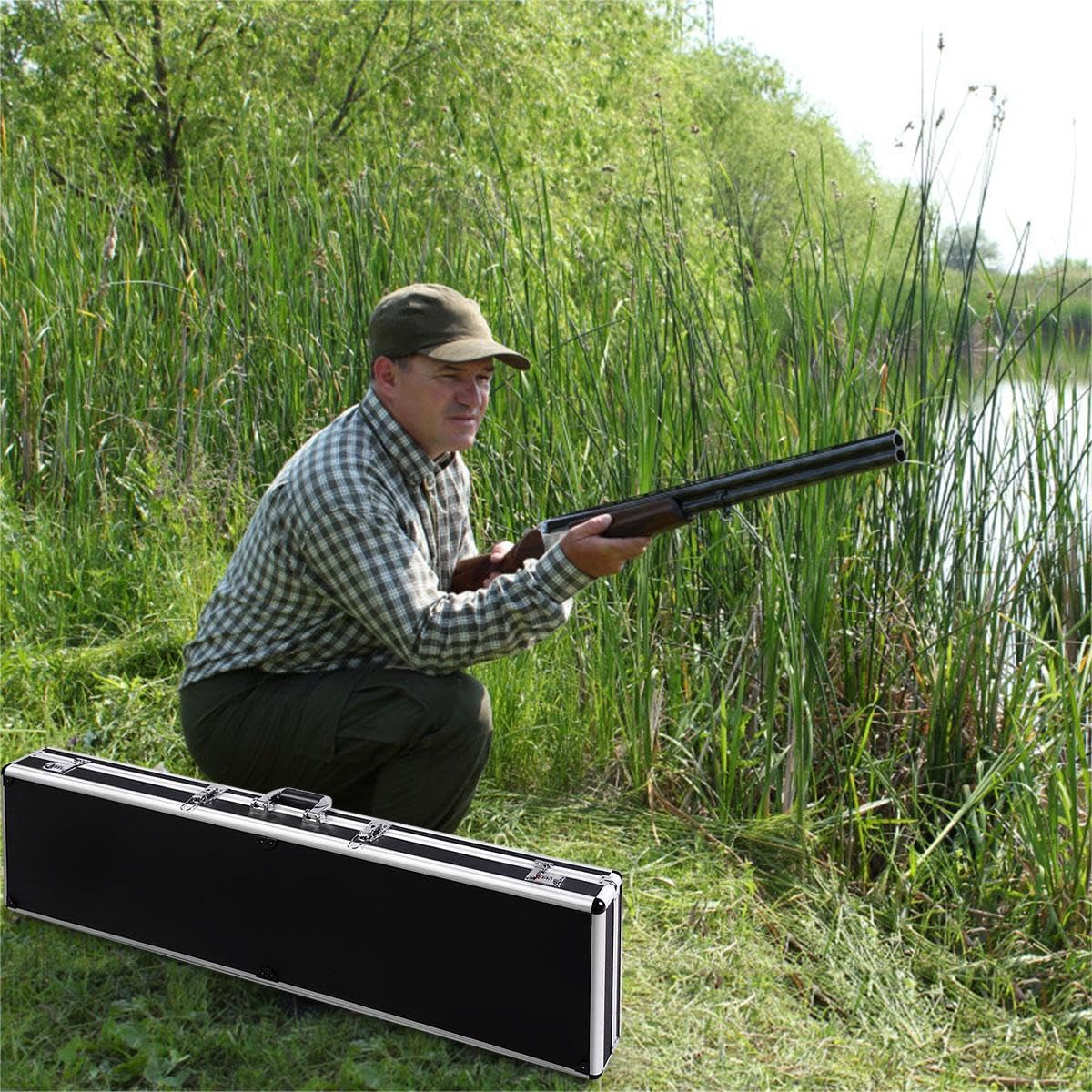 GiantexUK Gun Case, Lockable Hard Rifle Cases with Intensive Egg-Crate Foam, Combination Locks