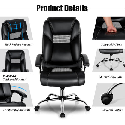 Executive Office Chair, Height Adjustable Swivel Computer Desk Chair with Rocking Function