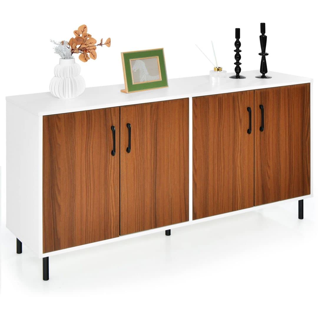 GiantexUK Kitchen Sideboard, Wooden Buffet Cabinet with 4 Doors and 5 Legs