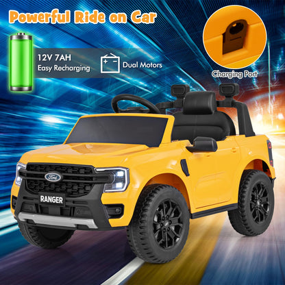 12V Kids Electric Ride on Car with Remote Control, Storage Basket, USB, Music, Light, Wireless and Power Display