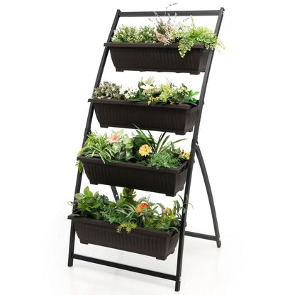 GiantexUK Raised Garden Bed, 4 Tier Vertical Ladder Planter with Removable Trays and Drainage Holes