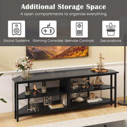 TV Stand with Charging Station for TVs up to 60 Inches, 140cm TV Unit Console Table for Living Room Bedroom