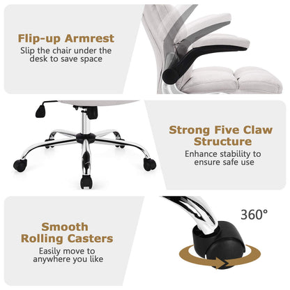 Executive Office Chair, Ergonomic High Back Swivel Computer Desk Chairs with Flip-up Armrests