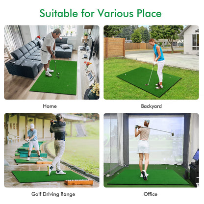 Golf Practice Mat, 5ft x 3ft Artificial Grass Golf Hitting Mats with 3 Rubber Tees