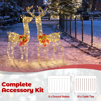 2-Piece Reindeer Family Set, Light Up Garden Christmas Figure Decorations with LED Lights