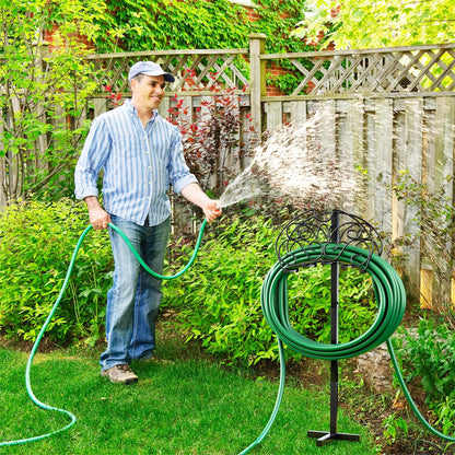 GiantexUK Garden Hose Holder Freestanding, Heavy Duty Metal Water Hose Stand with Arc Hanger