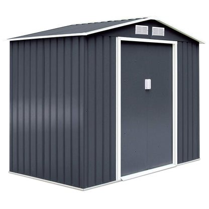 GiantexUK 9x6FT Metal Garden Shed, Slope Roof Utility Shed Building (9x6FT, 2 Vents, with Base)