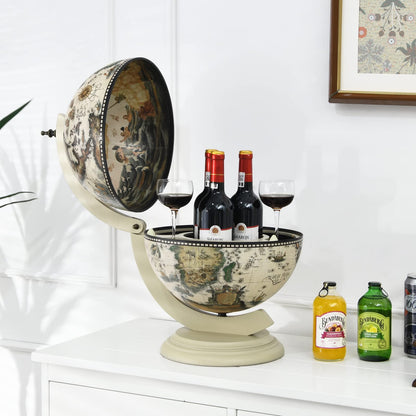 GiantexUK Tabletop Globe Shaped Wine Stand, Mini Wooden Wine Beverage Bottle Holder