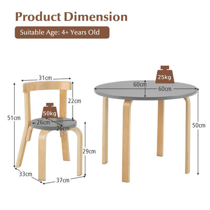 5-Piece Kids Table and Chair Set, Children Wooden Activity Table with 4 Curved Back Chairs