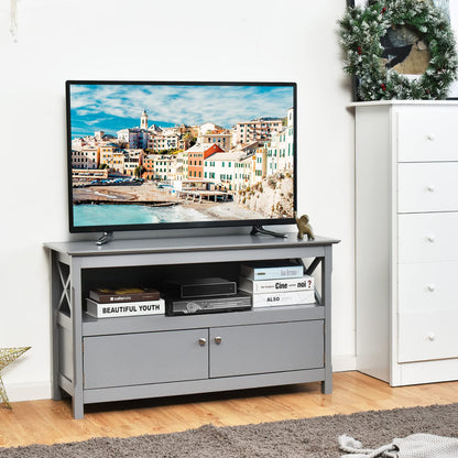 TV Stand for TVs up to 50 Inches, Wooden TV Cabinet Media Entertainment Center with Storage Shelf ( Grey )