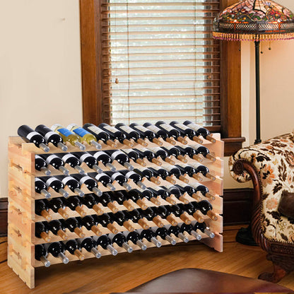 GiantexUK Wooden Wine Rack, 36/72 Bottles Wine Display Shelf, 6 Tier Stackable Wine Bottle Organizer for Home