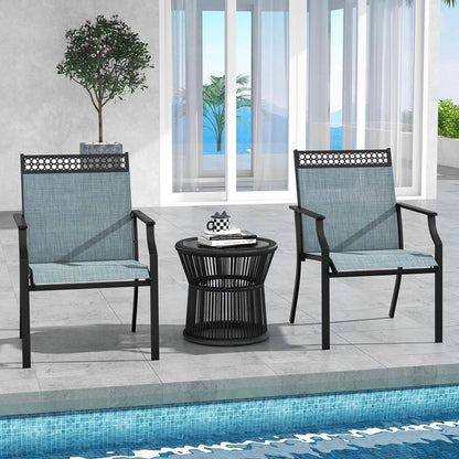 GiantexUK 2 PCS Patio Dining Chairs, Large Outdoor Chairs with Breathable Seat (61 x 66 x 91cm)