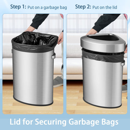 GiantexUK 60L Corner Trash Bin, Fan-shaped Kitchen Rubbish Bin with Handle & Non-slip Bottom