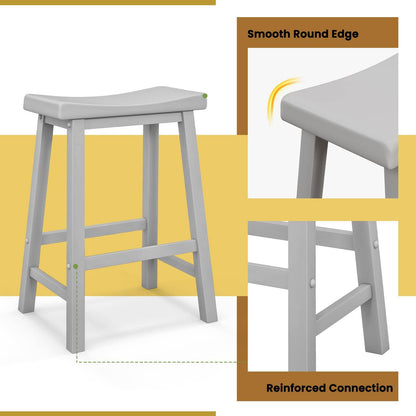 GiantexUK 60cm 2-Pieces Saddle Style Stools, Kitchen Counter Height Slightly Curved Seat with Footrests