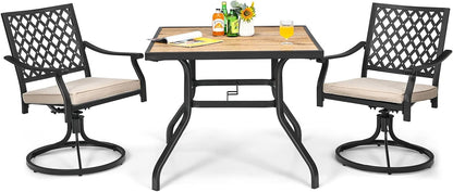 GiantexUK 90 cm Square Patio Dining Table with Powder-Coated Steel Frame