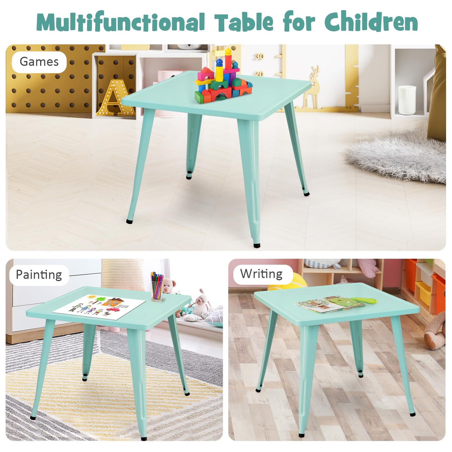 Kids Metal SquareTable With Round Corner