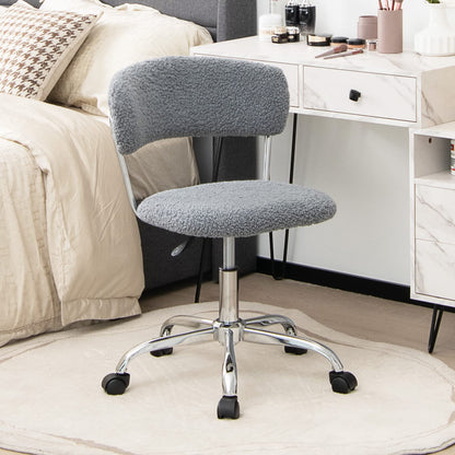 Faux Fur Office Chair, Height Adjustable Swivel Computer Desk Chair with Rolling Casters