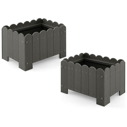 GiantexUK Raised Garden Bed Set of 2, HDPE Elevated Planter Box with Drainage Gaps