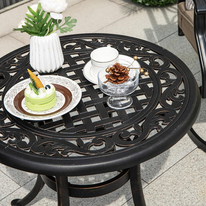 GiantexUK Outdoor Garden Dining Table, Cast Aluminum Round Table with Adjustable Foot Pads