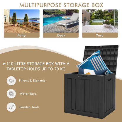 Lockable Garden Storage Box, Large Waterproof Outdoor Deck Box with Sit On Lid & Recessed Handle