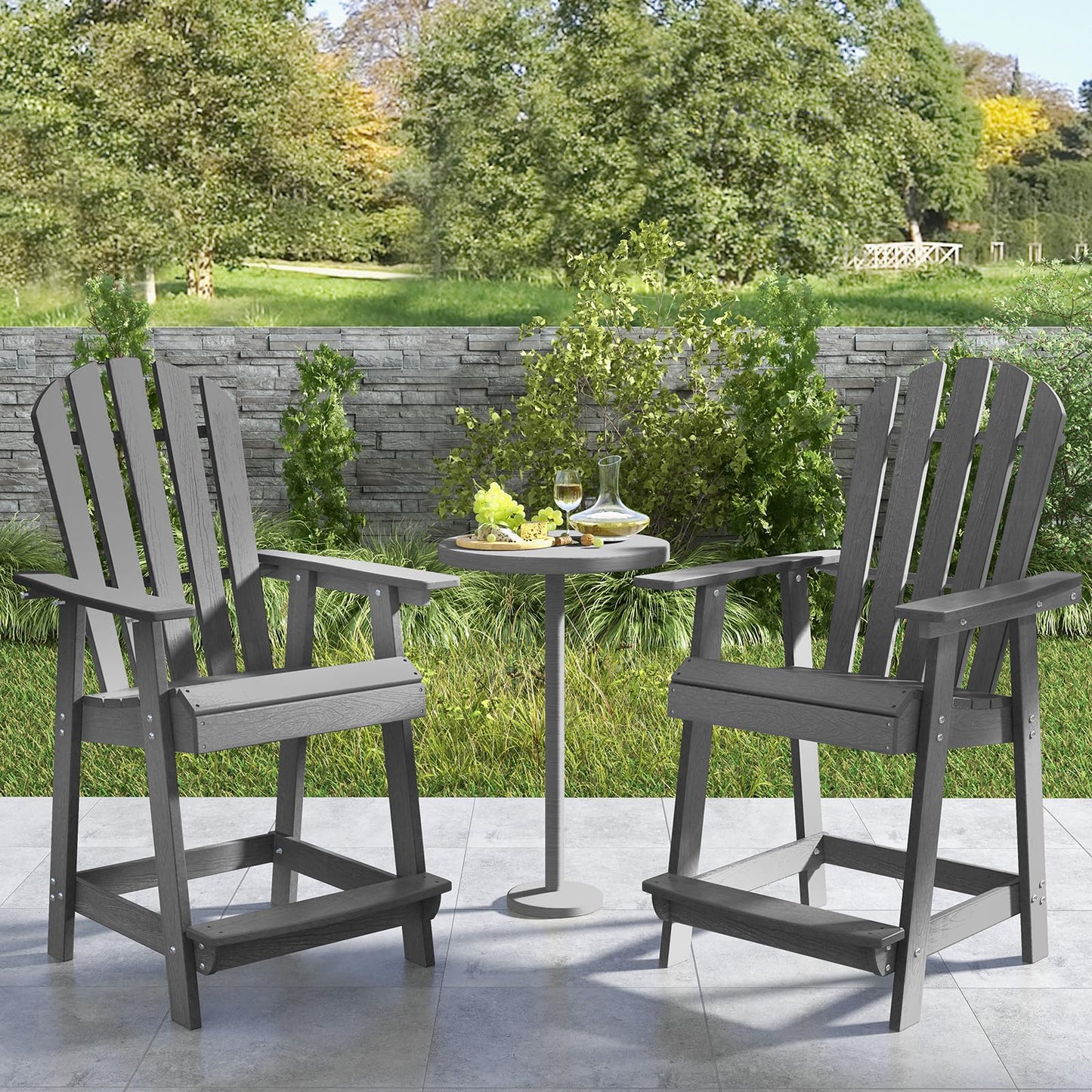 Garden Adirondack Chair, 1 PCS All-weather HDPE Dining Bar Chair