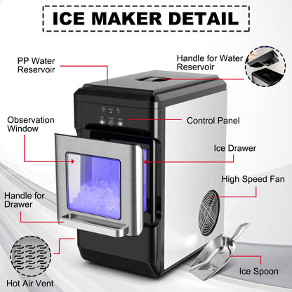 GiantexUK Electric Ice Machine, Self-Cleaning 18KG/24H Ice Cube Making Machine with Ice Scoop