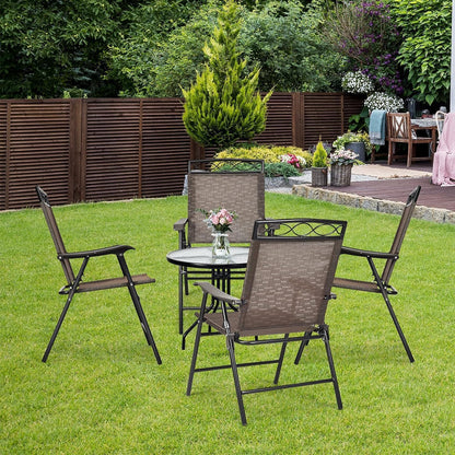 GiantexUK 70 cm Patio Table with Tempered Glass Tabletop and Sturdy Metal Legs