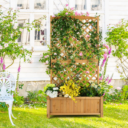 GiantexUK Garden Planter with Trellis (No Hanging Roof, Natural, 90x45x180cm)