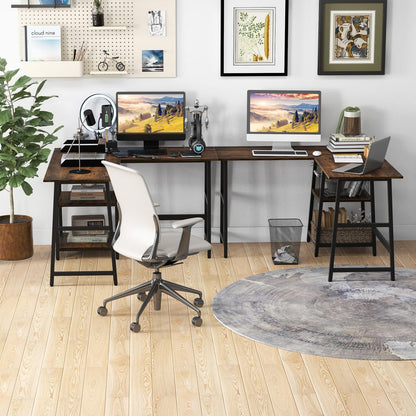 120cm L-Shaped Computer Desk, Large Desktop 2-Person Corner Writing Workstation