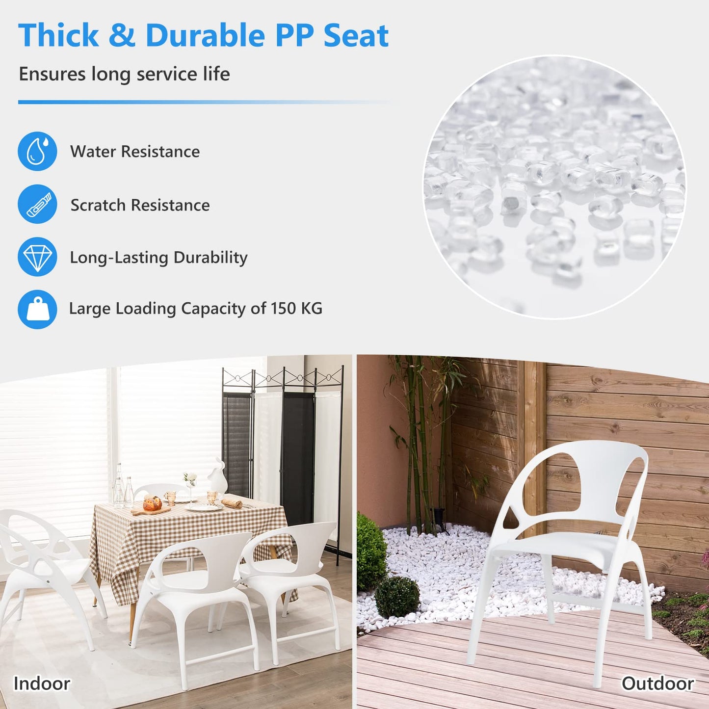 Set of 2 Folding Chair, Plastic Counter Height Dining Chairs with Backrest and Armrest