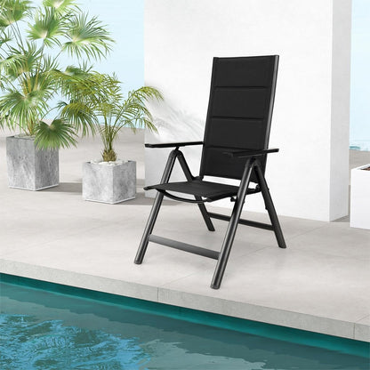 GiantexUK Patio Folding Chair Set of 1/2, Outdoor Dining Chairs with Soft Padded Seat (With Sponge Padded)