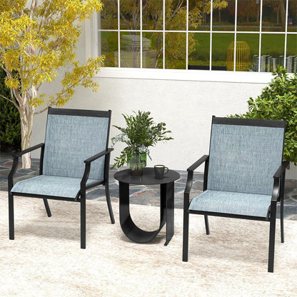 GiantexUK 2 PCS Patio Dining Chairs, Large Outdoor Chairs with Breathable Seat (61 x 68 x 90cm)