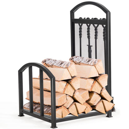 GiantexUK Metal Firewood Rack, Heavy Duty Fireplace Log Holder